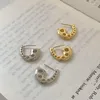Hoop örhängen wtltc chic guld sliver färg ihålig c formad för kvinnor steampunk uttalande geometriska smycken grossist