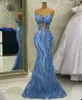 Abiti da ballo di sirena Design Flower Design senza maniche Sleevele perle perle su perle sul pavimento in tulle Lunghezza personalizzata fatta per le dimensioni uste party Vestitido de Noite