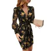 Lässige Kleider Kleid Frauen Sommer 2023 Western Style Fashion Fold Printing Sexy Female V-Ausschnitt Vestidos GHH21717