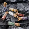 Kolye Kolye 6pcs/Lots Doğal Kristal Çakıl Agates Taş mini cam sürüklenme, Cork Stoppers ile Mesaj Şişeleri Dilekli Mesaj Şişeleri Kolye