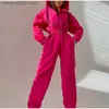 Kobiety Jumpsuits Rompers Winter Hoodie Jobsit Kobiet Romper 2 -częściowy zestaw wysokiej talii długa bluza dresowy zamek błyskawicz