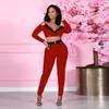 Women's Two Piece Pants ZYDZYQ Set Women Fall Clothing V-neck Off Shoulder Crop Top Sets Y2k Clothes Casual Club Streetwear Wholesale