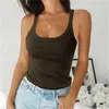 Kvinnors tankar Camis Basic Tank Tops Summer Knit Top Sleeveless Women Sexig Basic T Shirt White Off Shoulder Ribbed Black Tank Top Casual P230322