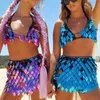 Robe Deux Pièces Paillettes Rhombiques Lady Tenues Halter VNeck Dos Nu Camis Sexy Évider Débardeurs Mini Jupe Rave Festival Corps Chaîne 2 Pcs Ensemble 230504