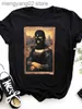 Kvinnors t-shirt LW Cotton Masked Face Figur Print T-shirt Modal Basic Simple Tee Girl O Neck Shirt Sweatshirt Casual Stretchy Women Clothings T230504