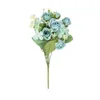 Dekorativa blommor Attraktiva flera huvuden Icke-welled Artificial Hydrangea Faux Silk Rose Flower 6 Colors Wedding Decor