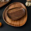 Organization Wooden Bamboo Serving Tray Irregular Oval Fruit Storage Pallet Japanese Dishes Saucer Tea Cup Tray Dessert Pan Tableware Decor