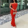 Women's Jumpsuits Rompers Women Strapless Bodycon Sexy Casual Jumpsuit Red Fashion New Backless Rompers Stacked Flared Pants Streetwear Overalls One Piece T230504