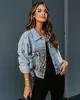 Women's Jackets Spring and Autumn Denim Jacket Women long-sleeved European and American Denim Jacket Female Leopard Stitching 230504