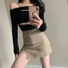 Signe XPQBB KHAKI DONNE DENAMENT DENI SHORT COREA ALTA ALTA ALTA ANTIGLARE MINI GILLA DONNA PACCHEDA SEXY FRITTURA SIMPA PACCHEDA SEXY HIP 230504