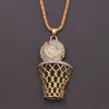 Amantes del baloncesto callejero, collares con colgante de bola de cesta Punk exagerada para hombres, cadena de Hip Hop deportiva, collar de cristal, joyería