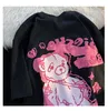 Dames T-shirtbeer T-shirt Vrouw Amerikaanse retro-oversized katoen met korte mouwen ins cartoon graffiti dikke top t shirts voor vrouwen Harajuku 230428