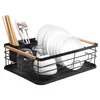 Organization Dish Drying Rack With Drainboard Drainer Kitchen Light Duty Countertop Utensil Organizer Storage For Home Black