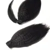 75-100g Ruyibeauty Peruvian 100% Human Hair Extensions Ponytails 8-24 tum afro kinky lockig rak naturlig färg