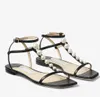 Top 2023 luxe femmes sandales chaussures avec perles Amari plat noir blanc cuir Nappa luxe été marche chaussures à prix réduits EU34-43 boîte d'origine