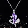 Chains Necklaces For Men Personalise Purple Crystal Butterfly Diamond Necklace Women Memorial Pendant Jewelry Fake Gold NecklacesChains