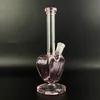 9 Inch Pink Heart Shape Glass Water Pipe Bong Bubbler Beaker Hookah Percolator Tobacco Bowl with 14mm Male Pink Heart Shape Bowl