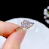 Cluster ringen Moissan Diamond Ring 925 Silver Classic Six Claw Style Wedding Essential