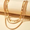 Kedjor Multilayer Vintage Gold Color Sequin Tassel Necklace For Women Punk Twist Chavicle Charm Charm Jewelry Party 15199