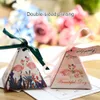 Geschenkwikkel TRIANGILLE Pyramid Marble Candy Box Wedding Gunsten en geschenken Es Chocolade voor gasten Giveaways Es Party Supplies 230504