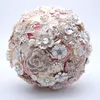 Fleurs décoratives soie mariage strass bijoux Blush rose broche Bouquet or broche robe de mariée décoration