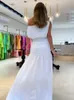 Платья для вечеринок 2023 летние женщины с высоким расколом от плеча Макси платье женская сексуальная сеяная щель оранжевый короткий рука
