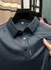 Herrpolos sommarföretag highend fast färg högkvalitativ kort ärm polo skjorta lapel krage män mode casual no trace tryck 230503