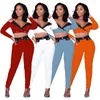 Women's Two Piece Pants ZYDZYQ Set Women Fall Clothing V-neck Off Shoulder Crop Top Sets Y2k Clothes Casual Club Streetwear Wholesale