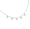 Kedjor 33 7cm kedja 2023 Ankomst Dainty Thin Sparking Square Charm Pendant Drop 925 Sterling Silver Delicate Choker Halsband