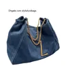 Totes Denim Einkaufstasche Tote Handtaschen Geldbörse Kette Crossbody Handtasche Große Kapazität Umhängetaschen Fashion Gold Letter 30cm Innentasche