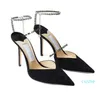 Scarpe eleganti Décolleté decorativi neri estivi Tacco sottile a punta Fibbia Cintura sandali Sfilata di moda Donna grande