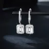 Diamant Passé Test 925 En Argent Sterling 6 * 8mm Carré Moissanite Boucles D'oreilles Bijoux pour Filles Femmes Beau Cadeau Goujons