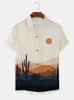 Herren Casual Shirts CharmkpR Tops 2023 Herren Cactus Desert Printing Bluse Lässige Streetwear Heißer Verkauf Männlich Button Up Kurzarm Revers Shirts S-2XL AA230503