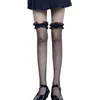Skarpetki dla kobiet 449B Maid urocza lolita tuba długa dziewczyna nad kolanem wysokie pończochy fishnet elastyczna koronka