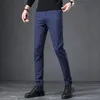 Męskie spodnie wiosna jesień sukienka biznesowa mężczyźni elastyczna talia mrożona materiały swobodne spodnie formalne garnitur społeczny kostium spodni homme 230504