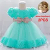 Girl Dresses Big Bow 1st Birthday Dress For Baby Clothes Sequin Princess Wedding Child Clothing Party Evening Gown