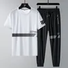 Mens Tracksuits Men T Shirt Suit Pants 2 Piece Set Overdimensionerad 6xl 7xl 8xl Plus Size Kort ärm Black Tshirts Summer Fashion Loose Drop 230503