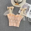 Camis Slip Top Woman koronkowe czołgie Kobiety Pasek Spaghetti Cami Sweet Bra Camsoles Korean Mash Mesh Hafdery gorsets Dropshipping