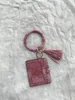 Porte-clés personnalisé en cuir PU pour femmes, porte-cartes, porte-cartes, avec pompon, Grain de peau de serpent
