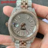 Wristwatches Luxury Custom Bling Iced Out Watches White Gold Plated Moiss anite Diamond Watchess 5A high quality replication Mechanical 8O8W 62BE