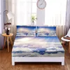 Set Beautiful Clouds 3pc Polyester Solid Fitted Sheet Mattress Cover Four Corners With Elastic Band Bed Sheet(2 pillowcases)