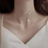 Chains Paper Safety Pin Tassel Silver Color Cubic Zirconia Clavicle Chain Necklace For Women Girls Simple Dainty Jewelry SN2427