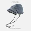 Berets Q1FA Denim Hat Women Packable Fisherman Floppy Hats Fashionable Accessory Foldable Summer With Wind Lanyard