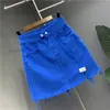 Skirts Solid color high waist denim skirt summer Korean fashion casual A line bag hip short trend Cotton 230428