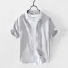 T-shirts d'été décontracté simple coton lin à manches courtes rafraîchissant et à la mode chemise pour hommes