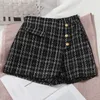 Women's Shorts ITOOLIN Women Irregular Tweed Shorts Spring Plaid Buttons Shorts A-line Wide Leg Skirts For Women High Waist Skirts 230504