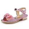 Sandals Children Princess Sandals Kids Girls Wedding Shoes High Heels Dress Shoes Bowtie Gold Pink Sandals Shoes for Girls 230503