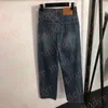 Femmes à jambes larges jeans Lettre de strass de lait pantalon denim Fashion High Waist Straight Jeans