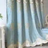 Gardin europeiska lyxgardiner blå blomma broderade draperier högkvalitativa fönster för vardagsrum sovrum hem dekor kortinor