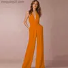 Frauen Jumpsuits Strampler Overall Frauen 2022 Sexy Polyester Weiß Backless Weites Bein Hosen Kleidung Ärmellose Elegante Weibliche Sommer Overalls Strampler T230504